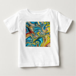 T-shirt Pour Bébé tourbillons de marbre abstrait jaune sarcelle turq