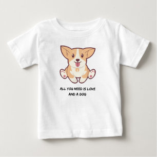 T-shirt Pour Bébé Tout ce dont vous avez besoin est l'amour et chien