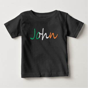 T-shirt Pour Bébé Tout nom superposé sur le drapeau irlandais