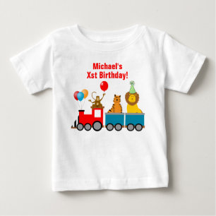 T-shirt Pour Bébé Train animal de lion d'anniversaire de garçon de