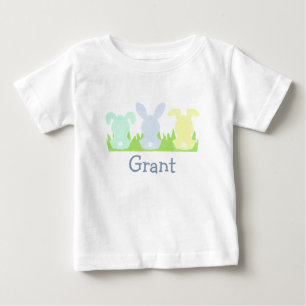 T-shirt Pour Bébé Trio Bunny de Pâques, Pastel Aquarelle bébé garçon