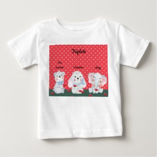 T-shirt Pour Bébé Triplets Tee - shirt pour garçon en rouge avec ani