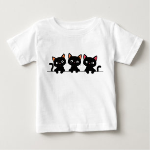 T-shirt Pour Bébé Trois jolis chats de dessin animé noirs