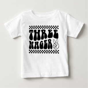 T-shirt Pour Bébé Troisième anniversaire Trois enfants Retro 3e anni
