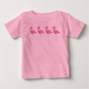T-shirt Pour Bébé Tropical Hot Rose Flamant rose Island Bird Paradis