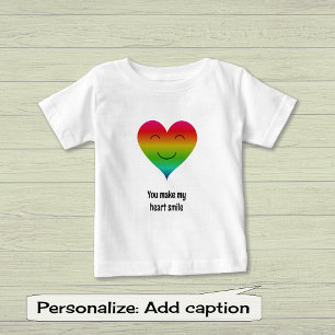 T-shirt Pour Bébé Tu fais sourire mon coeur, arc-en-ciel