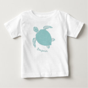 T-shirt Pour Bébé Turtle Cute Blue Personnalisé