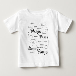 T-shirt Pour Bébé Typographie Calligraphie Paris France Tour Eiffel