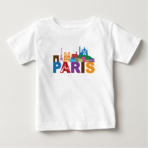 T-shirt Pour Bébé Typographie colorée de Paris, France