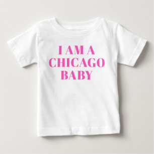 T-shirt Pour Bébé Typographie rose bébé vêtement Chicago