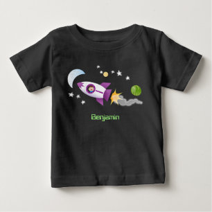 T-shirt Pour Bébé Un adorable vaisseau-fusée dans l'espace dessin an