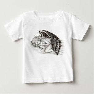 T-shirt Pour Bébé Un Angel endormi, noir et blanc