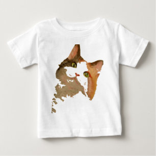 T-shirt Pour Bébé Un chat Calico Vert Portrait Artistique