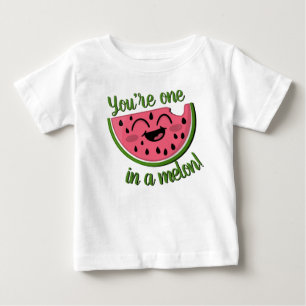 T-shirt Pour Bébé Un dans la pastèque Melon Cute Rose Green Pun