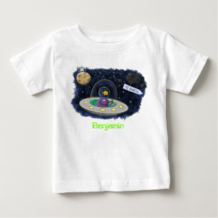T-shirt Pour Bébé Un joli poisson heureux dans l'espace dessin animé