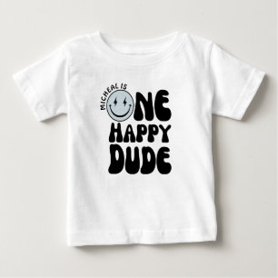 T-shirt Pour Bébé Un joyeux Dude Blue Happy Face Boy Premier anniver