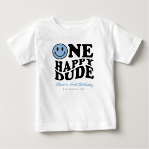 T-shirt Pour Bébé Un joyeux Dude Blue Smile Face garçon 1er annivers