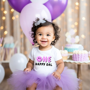 T-shirt Pour Bébé Un joyeux Gal 1er Anniversaire Purple Smiley