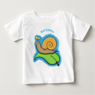T-shirt Pour Bébé Un mignon escargot heureux sur une illustration d'