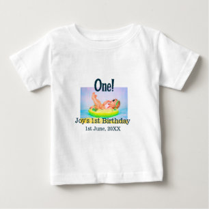T-shirt Pour Bébé Un premier anniversaire photo moderne ajouter nom