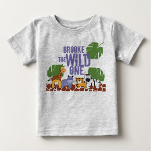 T-shirt Pour Bébé Un Safari-Birthday personnalisé WILD ONE