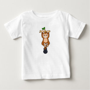 T-shirt Pour Bébé Un singe à l'entraînement de force avec Dumbbell