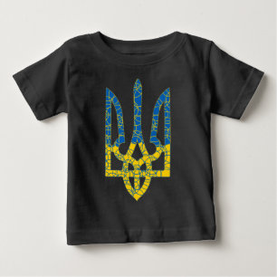 T-shirt Pour Bébé Un trident ukrainien texturé drapeau d'Ukraine cou