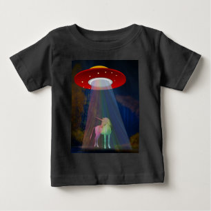 T-shirt Pour Bébé Unicorne sous poutre arc-en-ciel OVNI à la nuit, Z