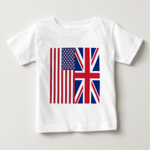 T-shirt Pour Bébé Union Jack et drapeaux des Etats-Unis d'Amérique
