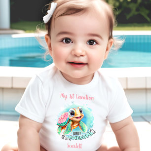 T-shirt Pour Bébé Vacances d'été de tortue mignonne Personnalisé Fil