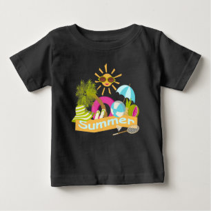 T-shirt Pour Bébé Vacances plage d'été soleil souriant en lunettes d