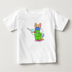 T-shirt Pour Bébé Vaccination au chat avec seringue
