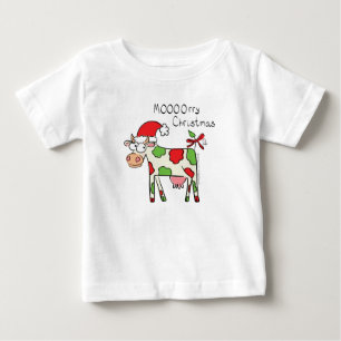 T-shirt Pour Bébé Vache Drôle Caricature Noël