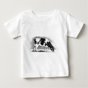 T-shirt Pour Bébé Vache du Holstein : Dessin au crayon : Ferme, pays