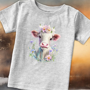 T-shirt Pour Bébé Vache mignonne dans la journée ensoleillée