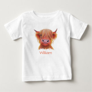 T-shirt Pour Bébé vache velue écossaise personnalisée