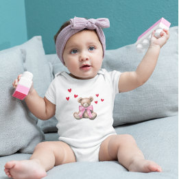 T-shirt Pour Bébé Valentine’s Day Cute Teddy Bear Baby Bodysuit