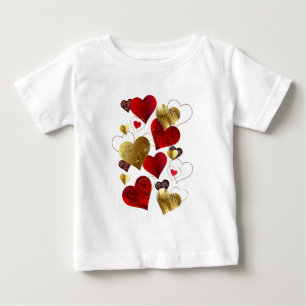 T-shirt Pour Bébé Valentines dorées et rouges