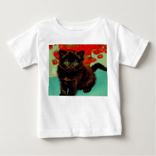 T-shirt Pour Bébé Van Gogh Chat noir Fleurs rouges