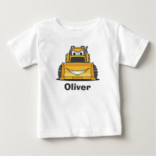 T-shirt Pour Bébé Véhicule de construction souriant mignon Bulldozer