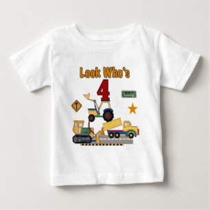 T-shirt Pour Bébé Véhicules de construction 4e chemises d'anniversai