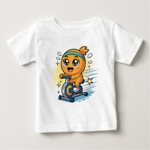 T-shirt Pour Bébé Vélo d'exercice de cyclisme orange mignon dessin a