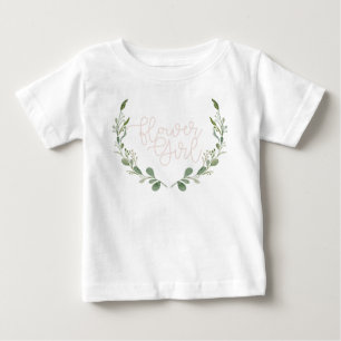 T-shirt Pour Bébé Verdure Aquarelle Wreath   Fleur fille