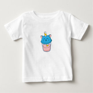 T-shirt Pour Bébé Verre Bleu de Chat de Jus