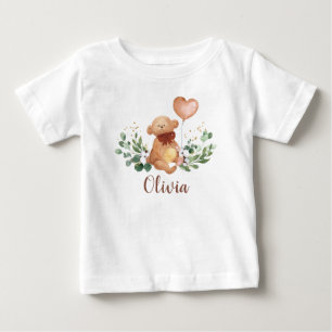 T-shirt Pour Bébé Vert Ours Teddy Bear Bear Balloon Brown 