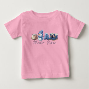 T-shirt Pour Bébé Vibes d'hiver Friendly Snowman