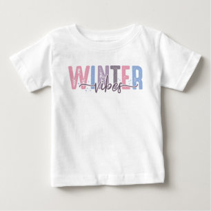 T-shirt Pour Bébé Vibes d'hiver - Typographie Pastel Soft