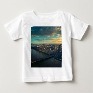 T-shirt Pour Bébé Ville de Londres avec coucher de soleil