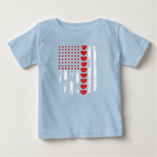 T-shirt Pour Bébé Vintage American Flag Heart Family Matching