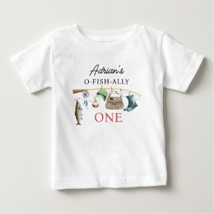 T-shirt Pour Bébé Vintage Brown Rod O-Fish-Ally Un 1er anniversaire